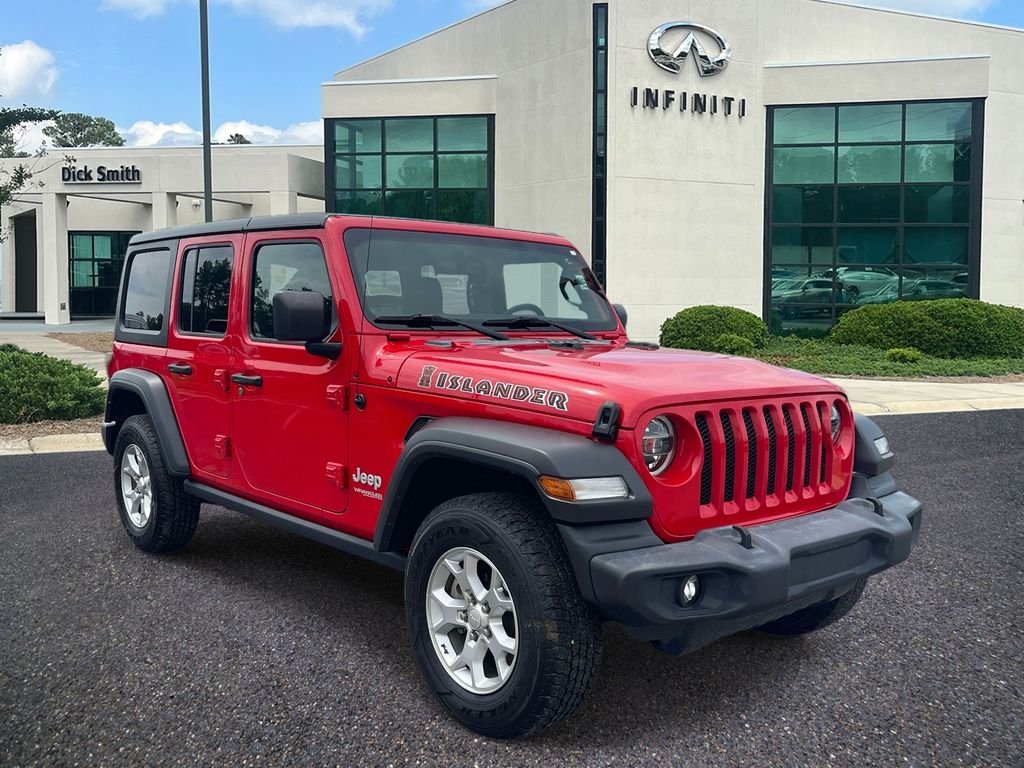 Used 2021 Red Jeep Unlimited Sport image 1