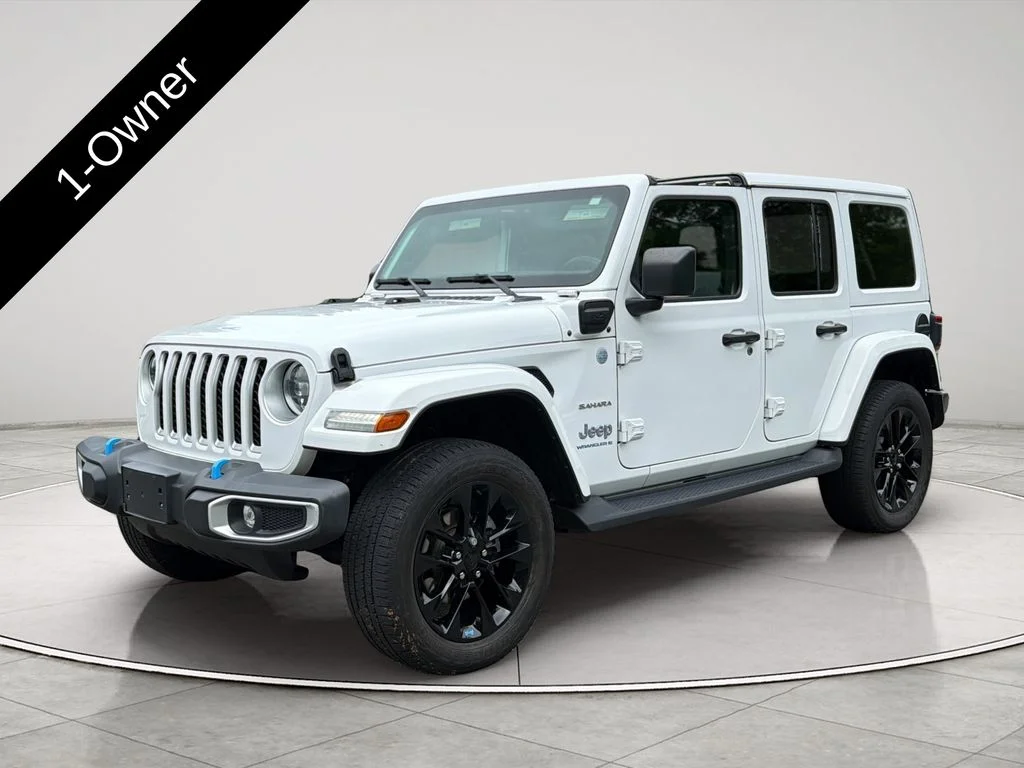 Used 2023 Bright White Clearcoat Jeep Sahara 4xe image 1