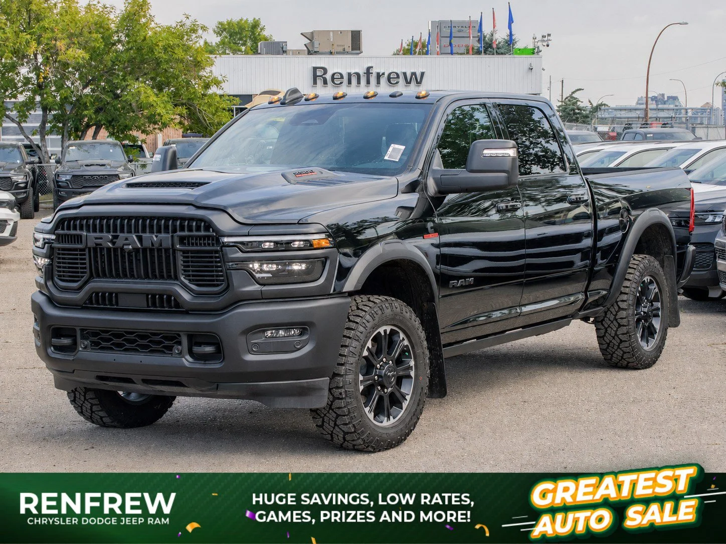 New 2026 Black RAM Rebel* Crew Cab 4x4, 34 Inch A/T Tires, Sunroof, Harman/Kardon Audio image 1