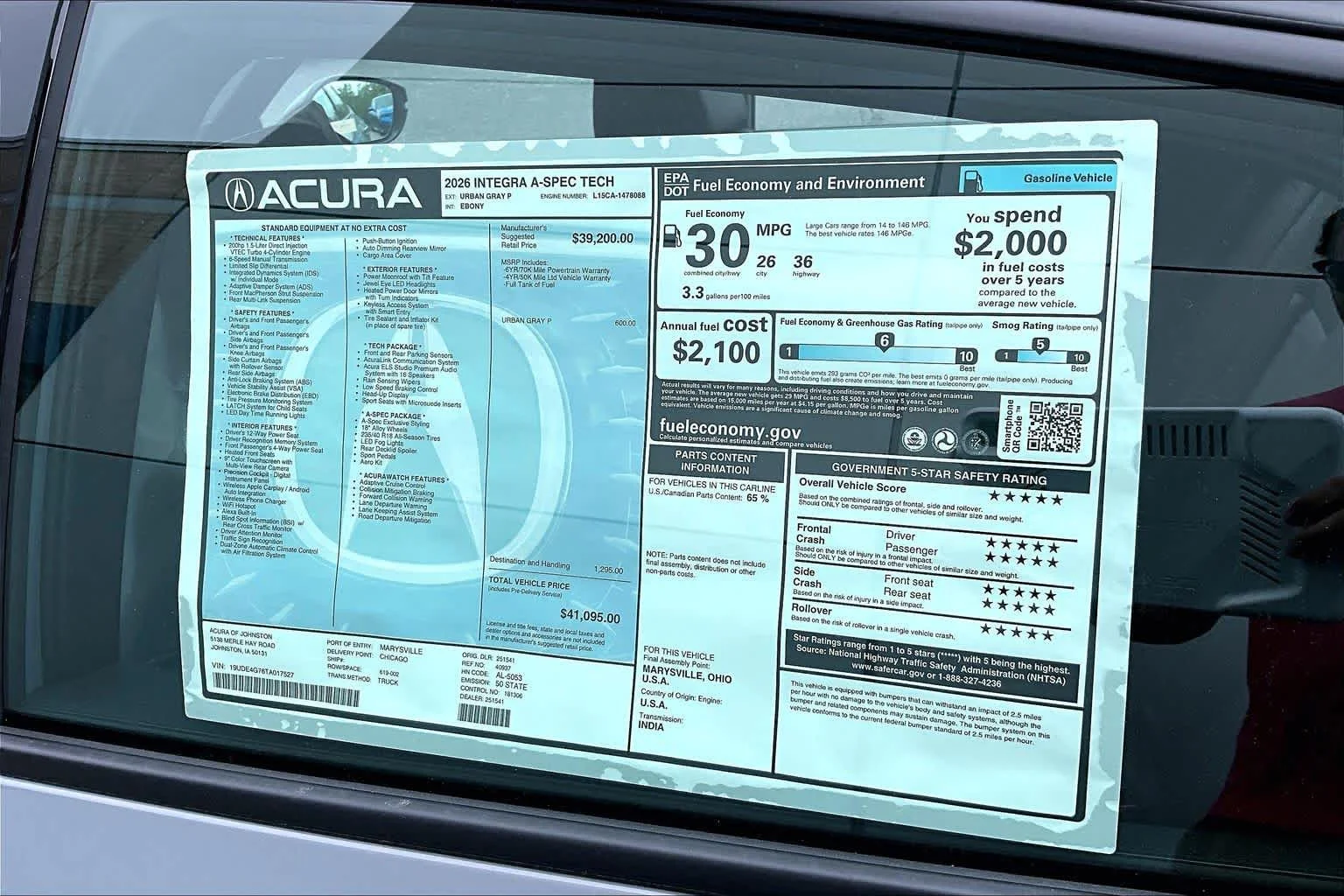 New 2026 Urban Gray Pearl Acura w/A-Spec Technology Package image 21