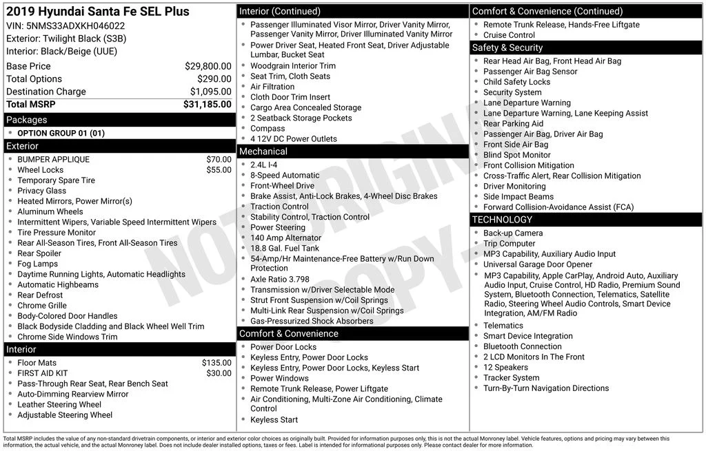 2019 Hyundai Santa Fe SEL Plus