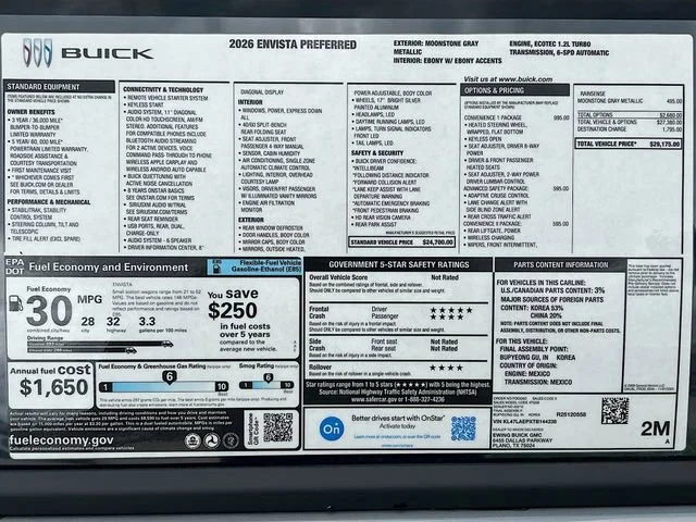 New 2026 Moonstone Gray Metallic Buick Preferred image 21