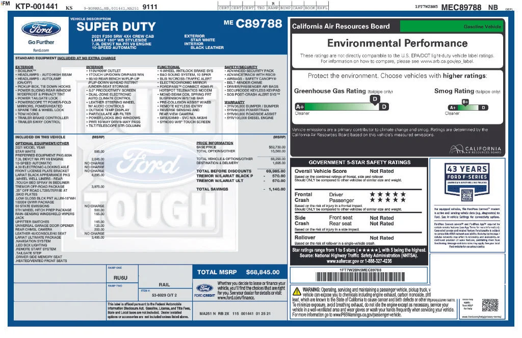 Used 2021 Star White Ford Lariat image 2