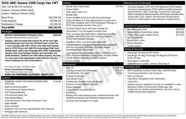 New 2026 Summit White GMC Work Van image 1