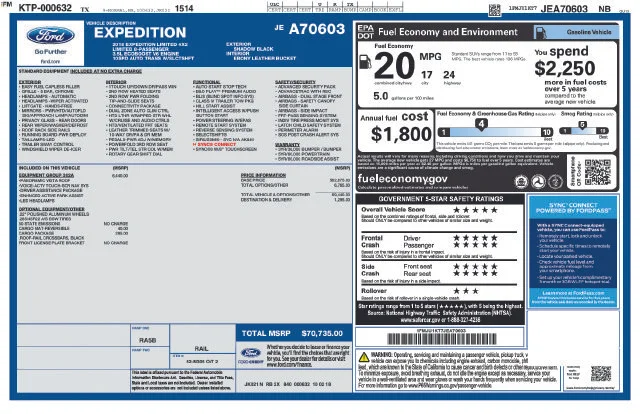 Used 2018 Shadow Black Ford Limited image 11