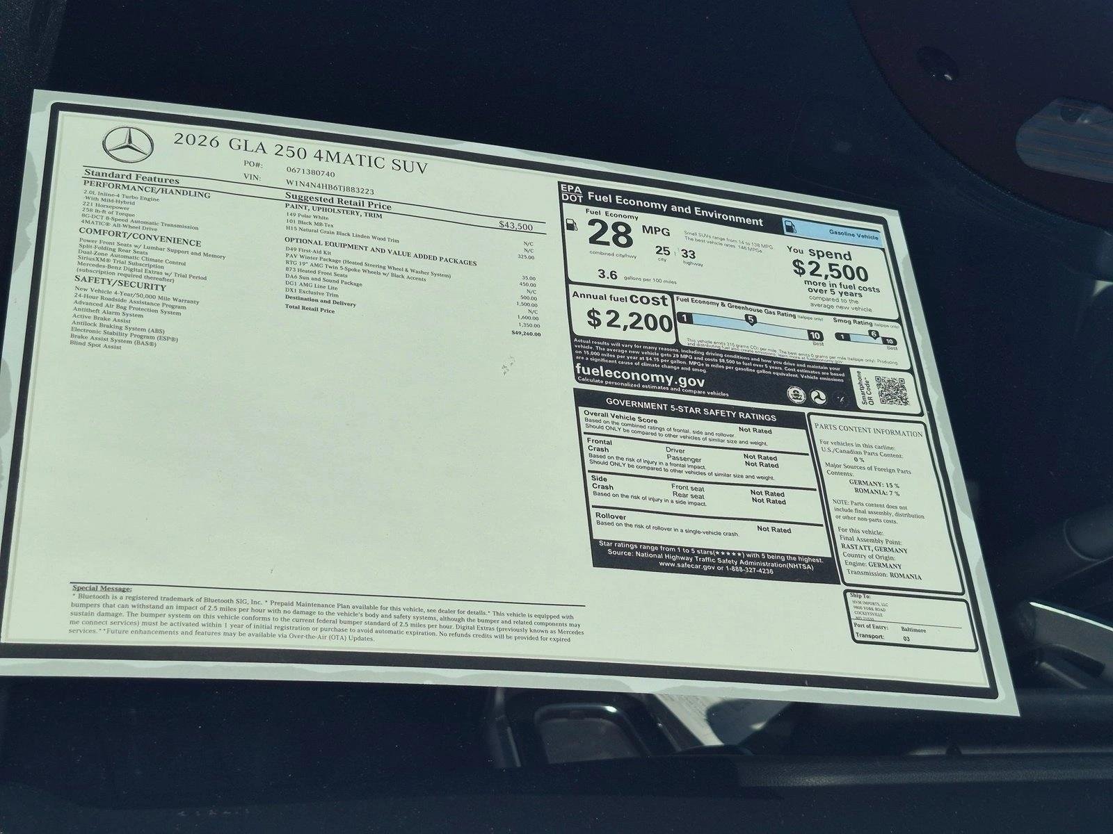 New 2026 Polar White Mercedes-Benz GLA250 image 17