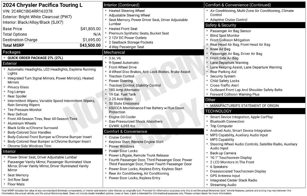 Used 2024 White Chrysler Touring L image 2