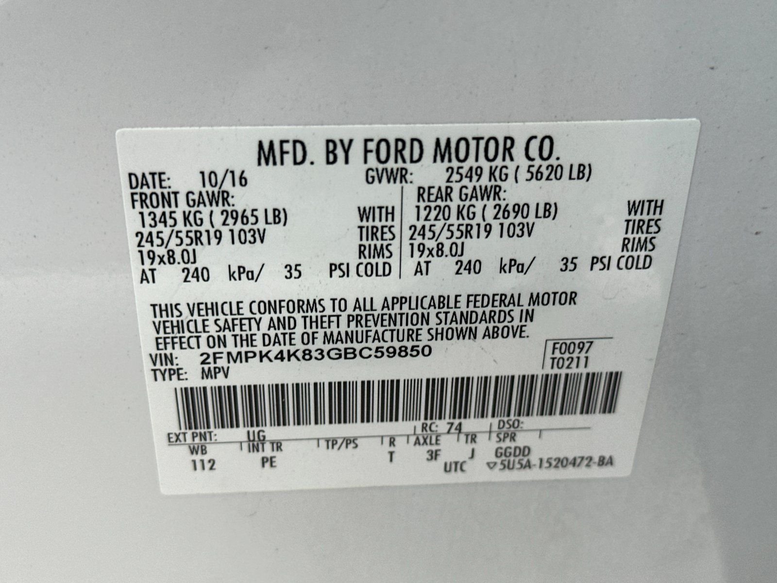Used 2016 White Platinum Clearcoat Metallic Ford Titanium image 27