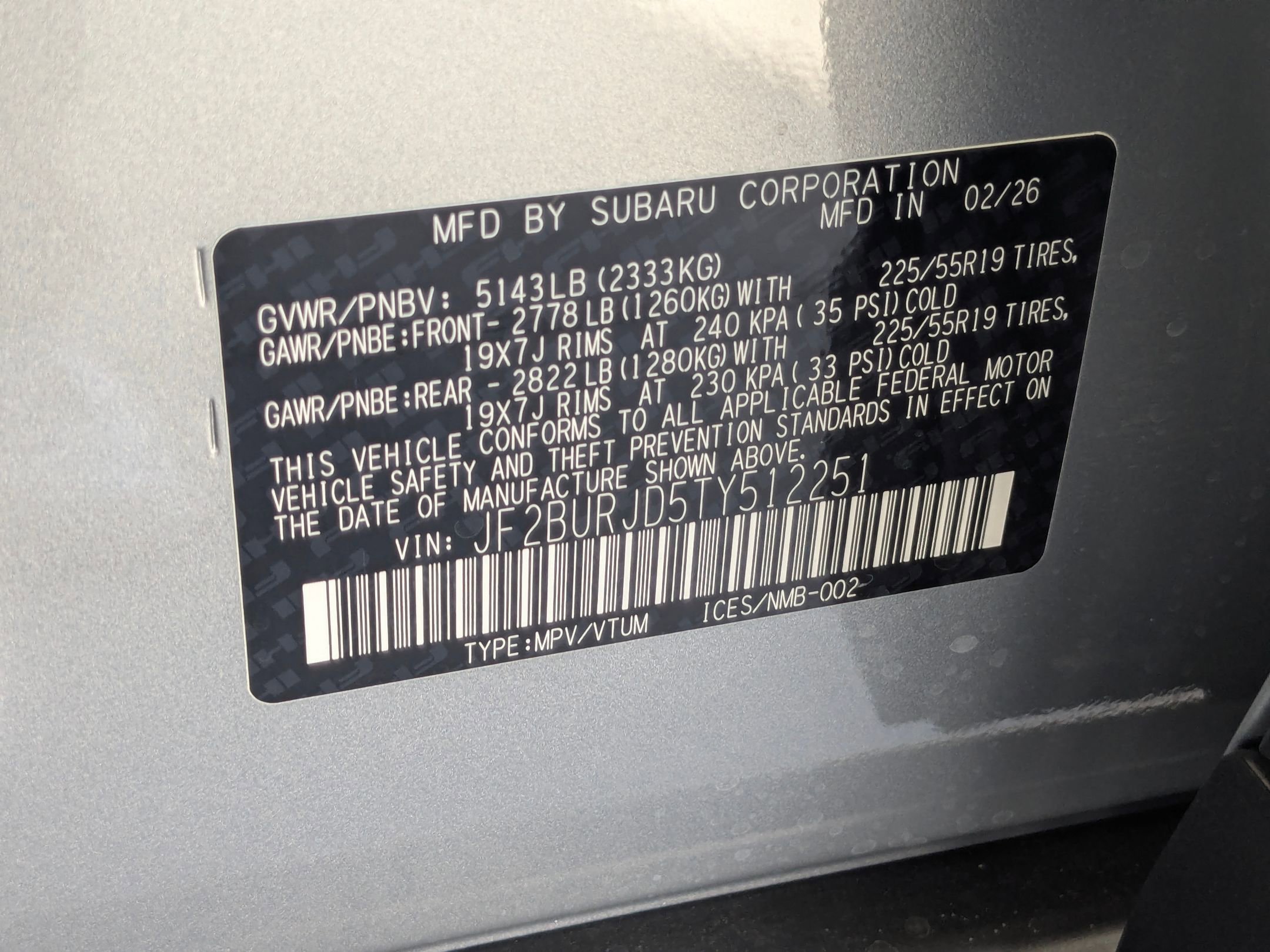 New 2026 ICE SILVER METALLIC Subaru Touring XT image 16