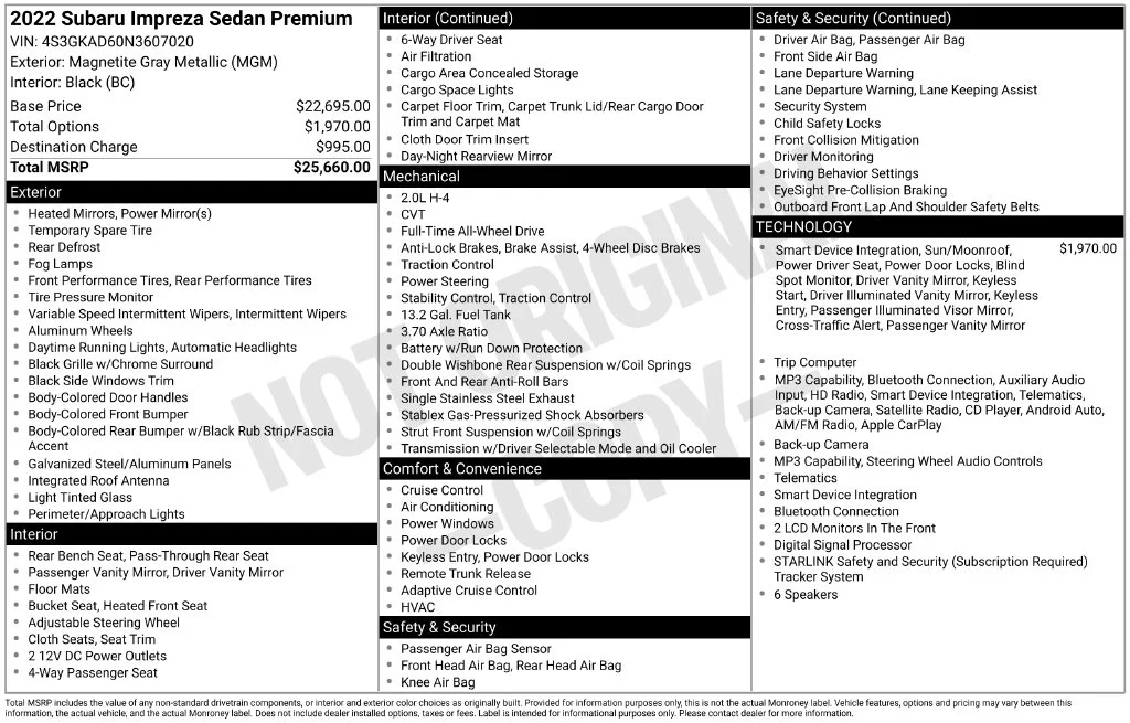 Used 2022 Gray Subaru Premium image 4