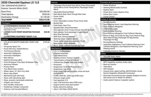 Used 2020 White Chevrolet LS image 7