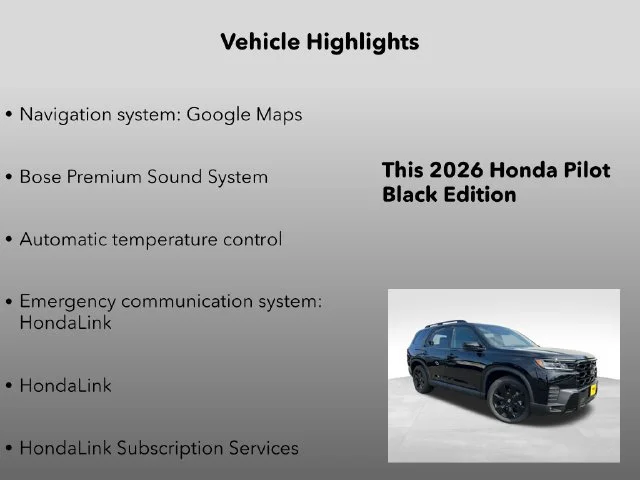New 2026 Crystal Black Pearl Honda Black Edition image 5