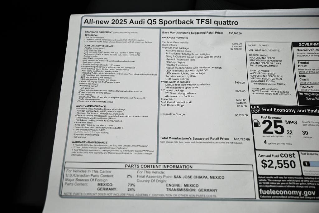 Used 2025 Tambora Gray Metallic Audi 2.0T Premium Plus image 15