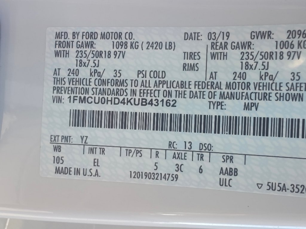 Certified Used 2019 Oxford White Ford SEL image 38