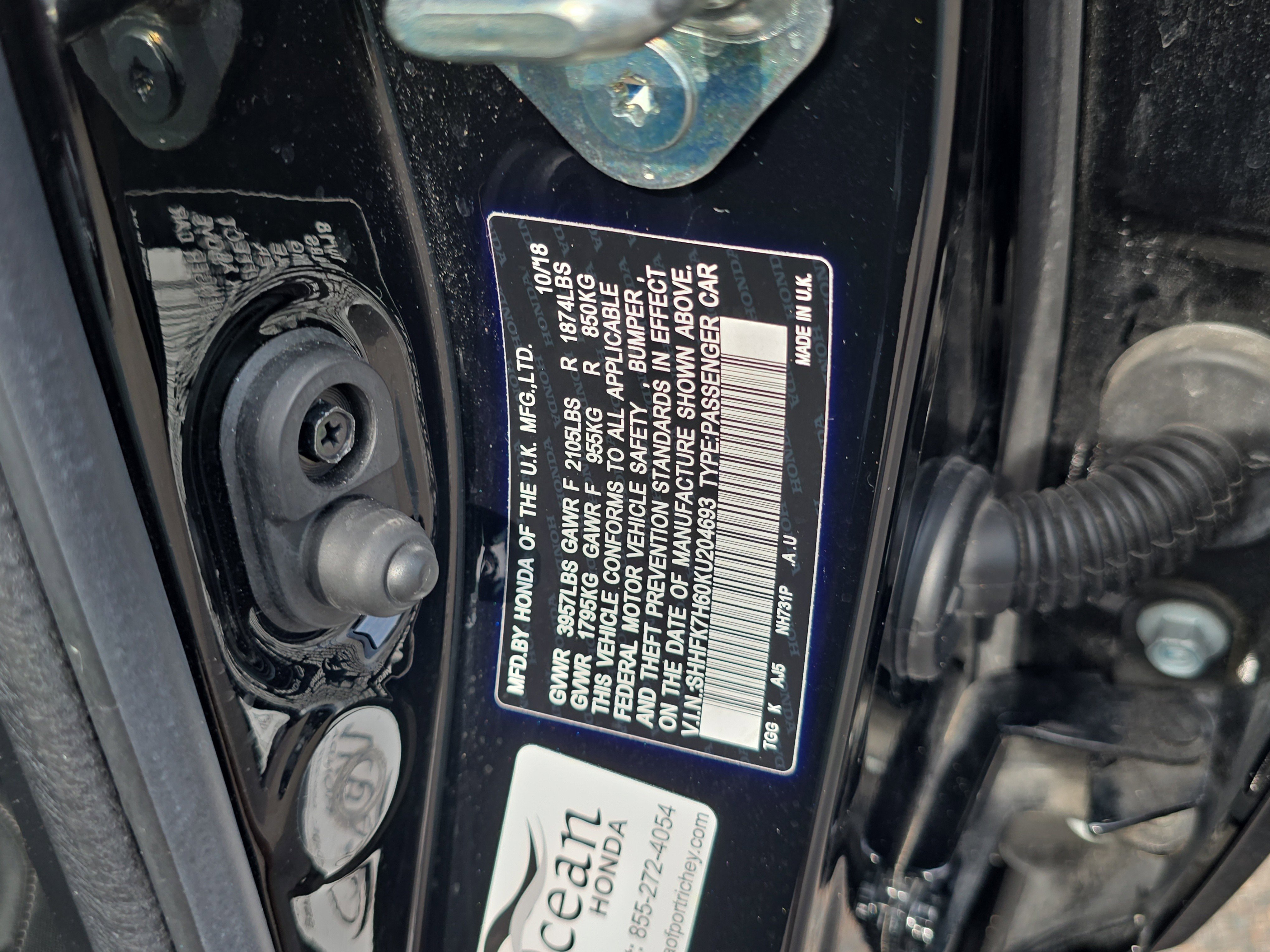 Used 2019 Crystal Black Pearl Honda EX image 33