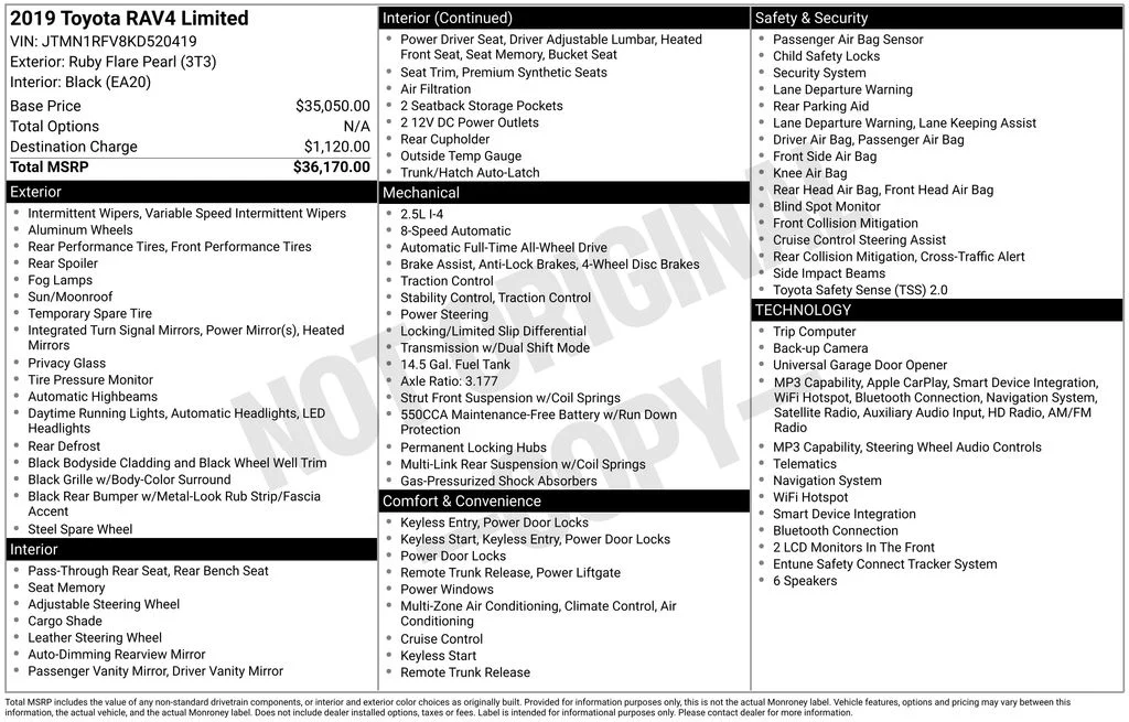 Used 2019 Red Metallic Toyota Limited image 37