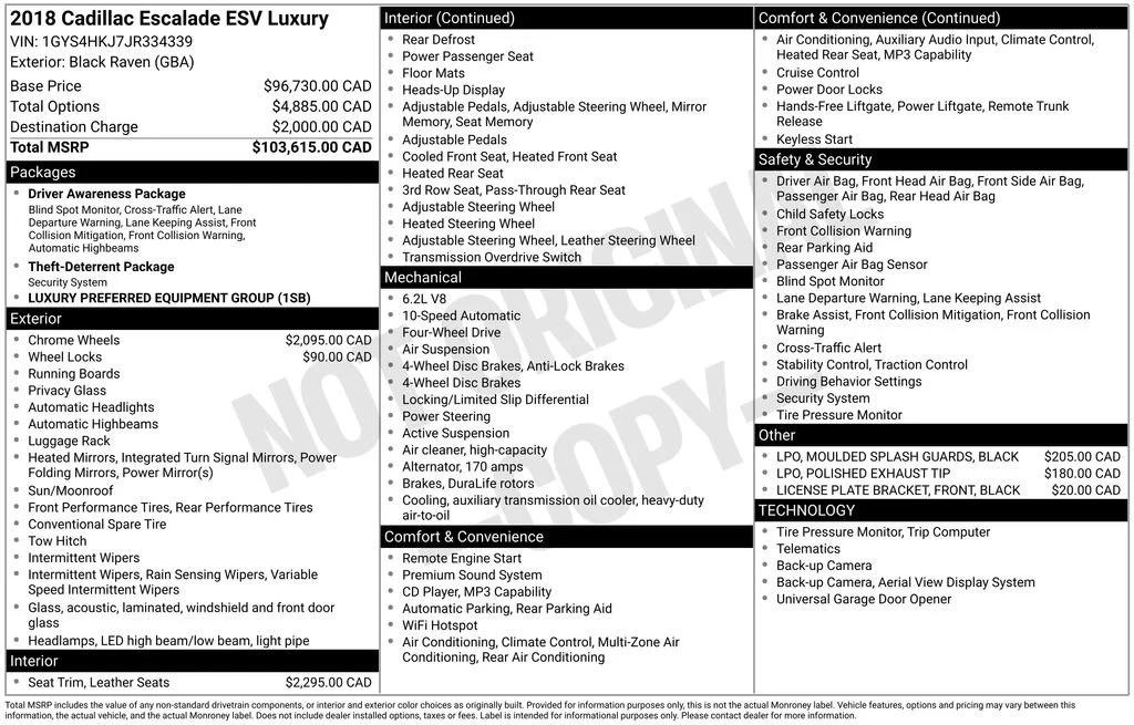 2018 Cadillac Escalade ESV AWD Luxury's photo