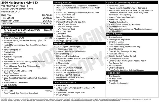 New 2026 White Kia EX image 21
