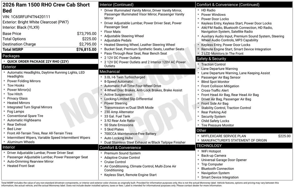 New 2026 Bright White Clear-Coat Exterior Paint RAM RHO image 9