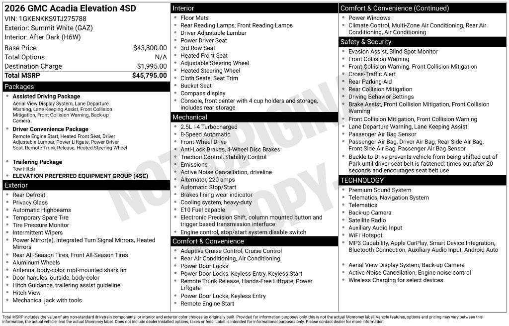 Used 2026 White GMC Elevation image 5
