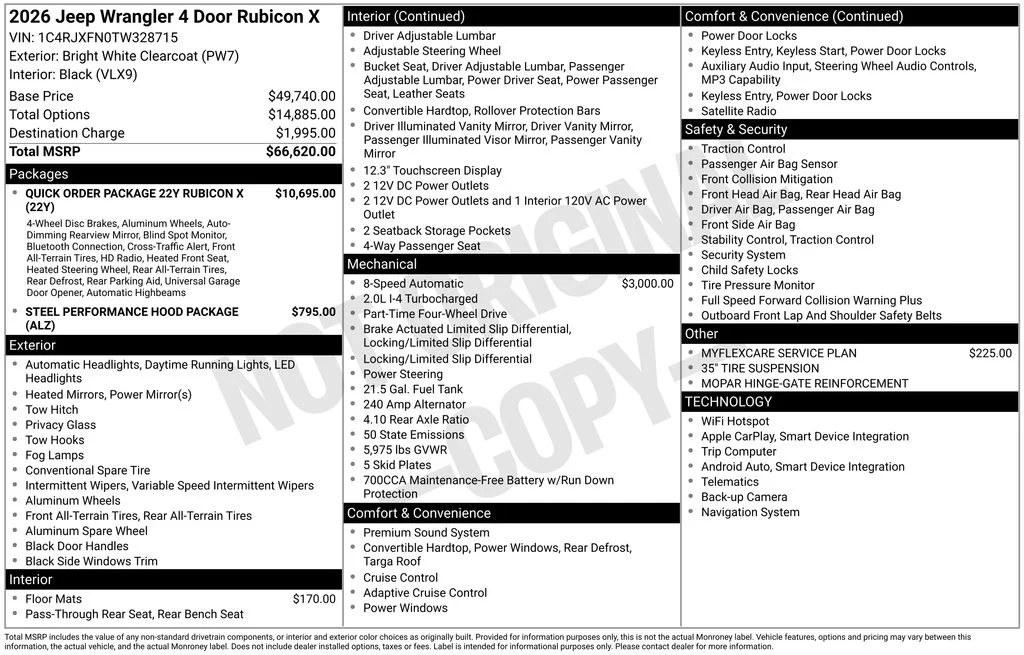 New 2026 Bright White Clearcoat Jeep Rubicon X image 9