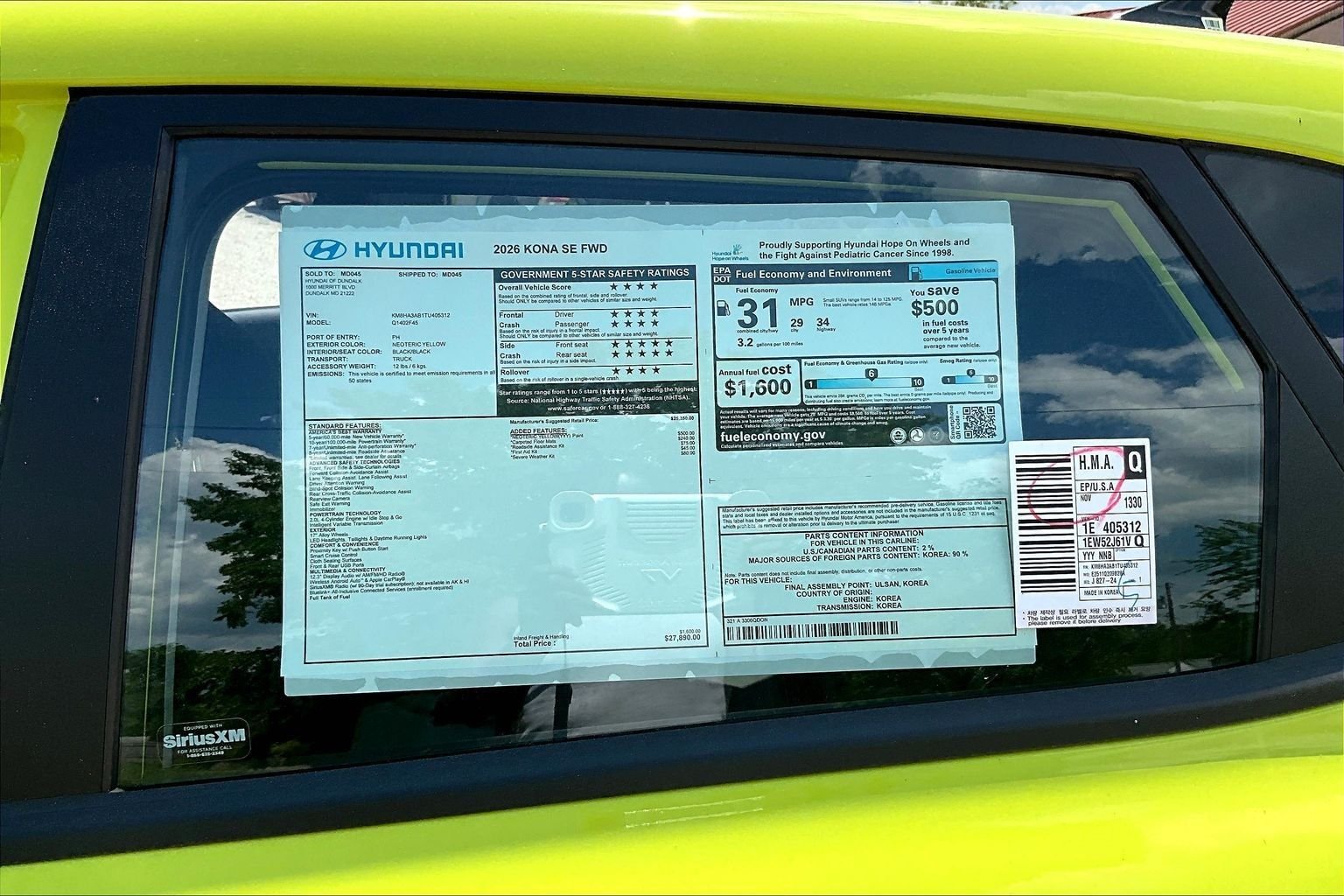 New 2026 Yellow Hyundai SE FWD image 18