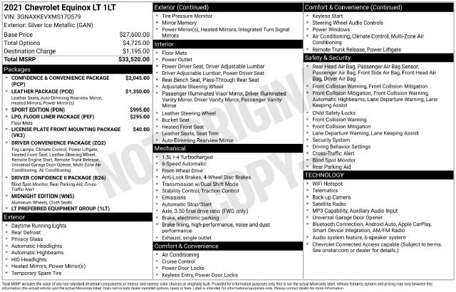 Used 2021 SILVER ICE METALLIC Chevrolet LT image 1