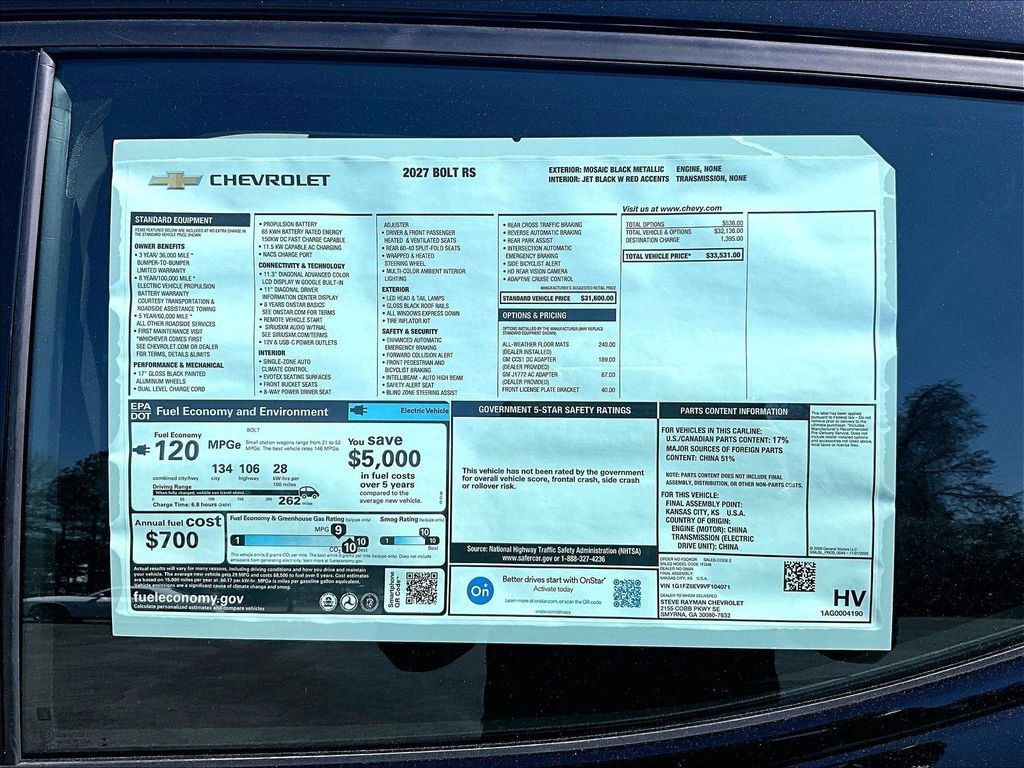 New 2027 Chevrolet Bolt EV RS 4D Sport Utility