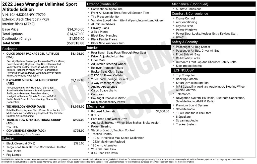 Certified Used 2022 Black Jeep Unlimited Sport Altitude image 8