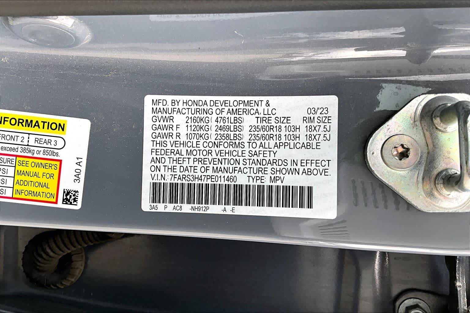 Used 2023 Urban Gray Pearl Honda EX image 34
