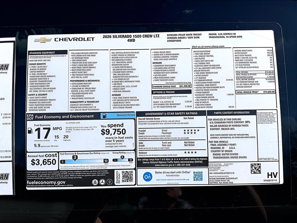 New 2026 Chevrolet Silverado 1500 LTZ 4D Crew Cab