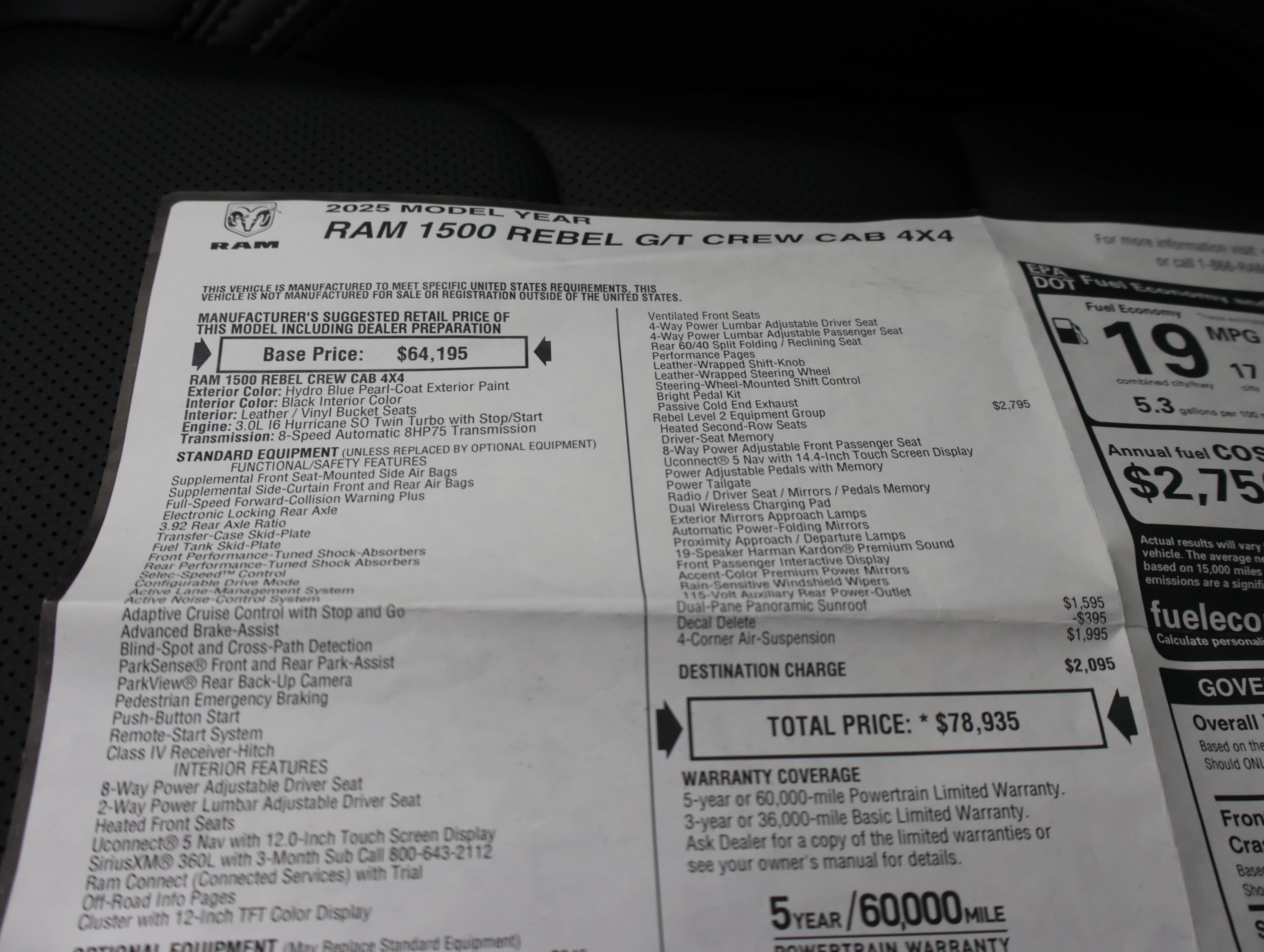 Used 2025 Hydro Blue Pearlcoat Ram Rebel image 67