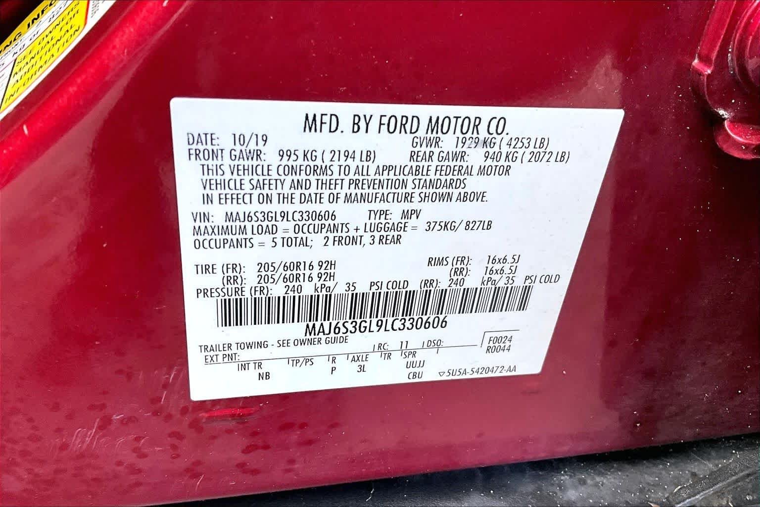 Used 2020 Ruby Red Metallic Tinted Clearcoat Ford SE image 34