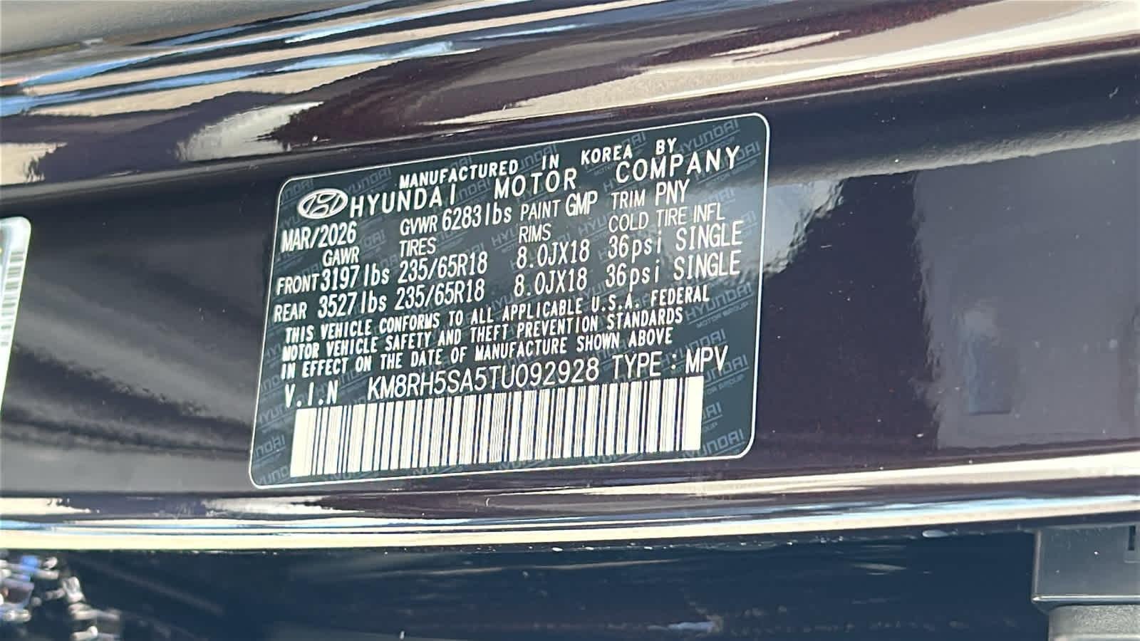 New 2026 Galaxy Maroon Pearl Hyundai Blue SEL Premium 7P image 60