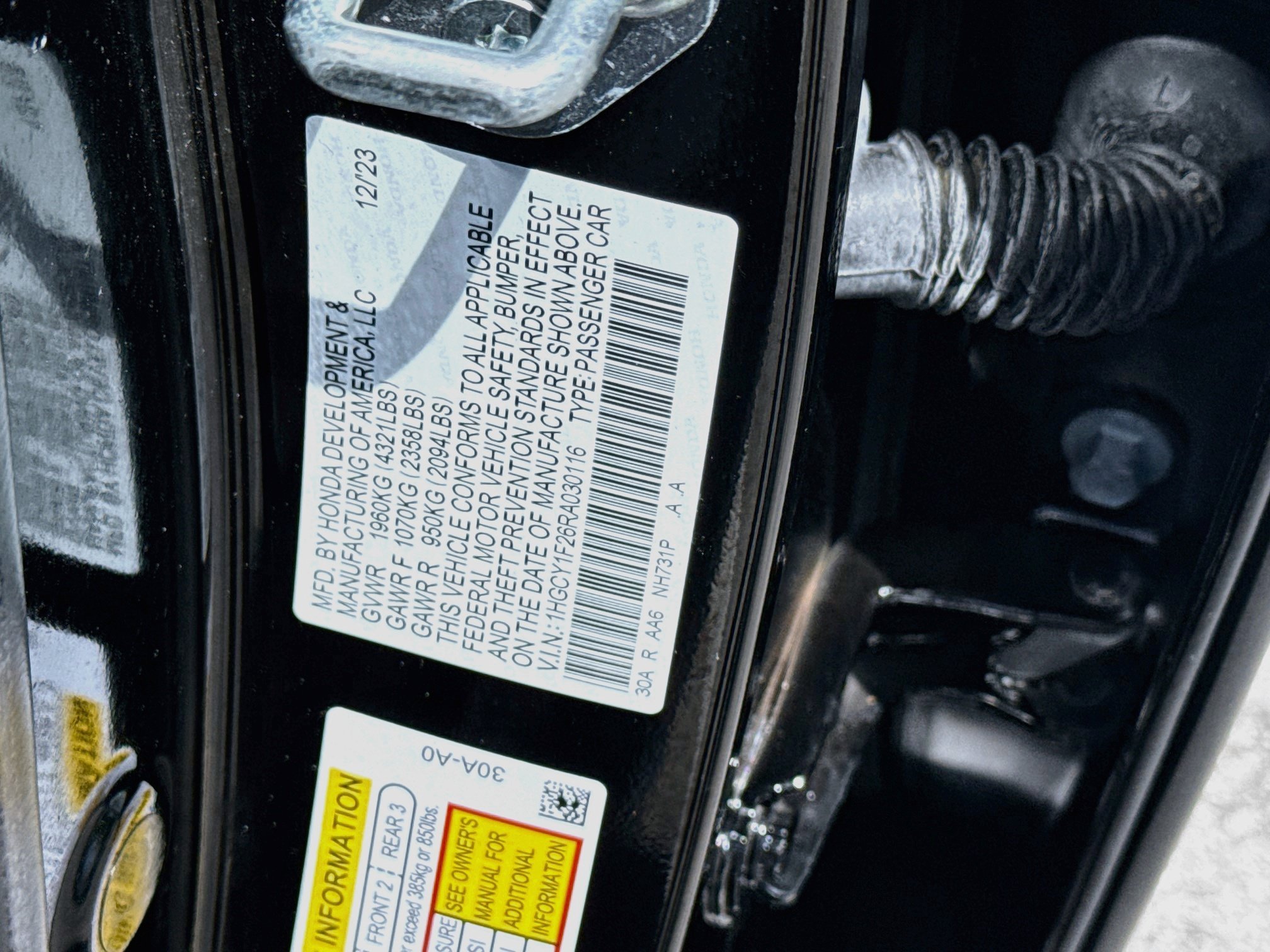Used 2024 Crystal Black Pearl Honda 1.5T LX image 36