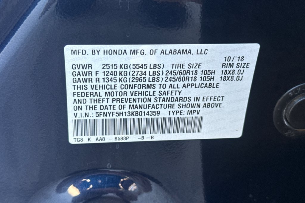 Used 2019 Obsidian Blue Pearl Honda LX image 34