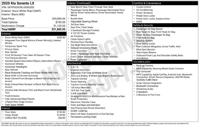 Used 2020 White Kia LX image 4