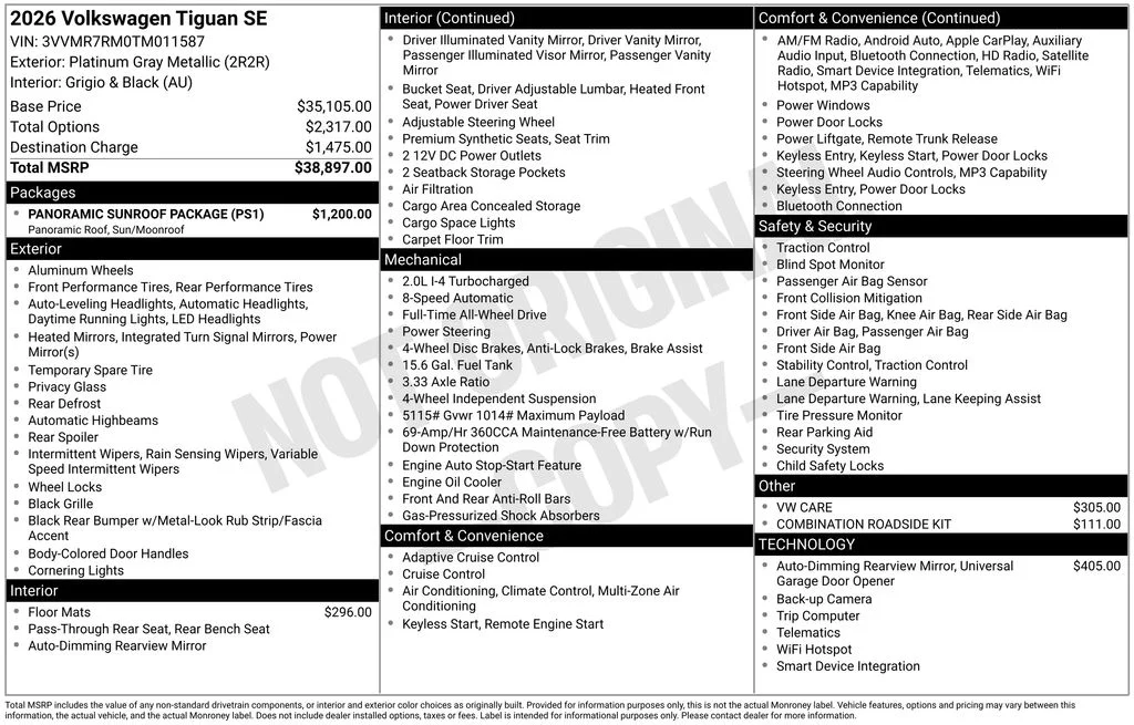 Certified Used 2026 Gray Volkswagen 2.0T SE image 2