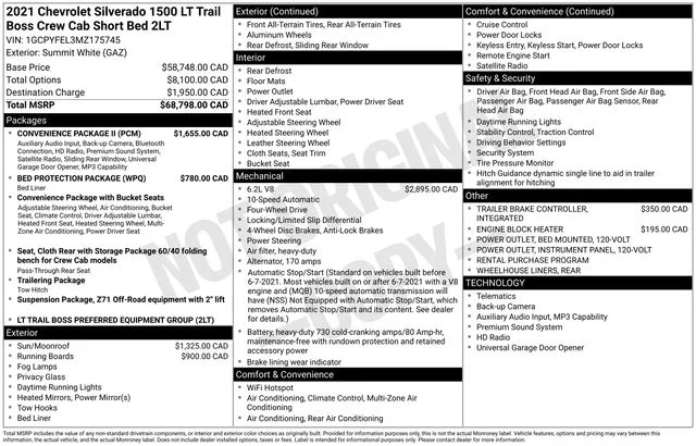 Certified Used 2021 White Chevrolet LT Trail Boss image 24