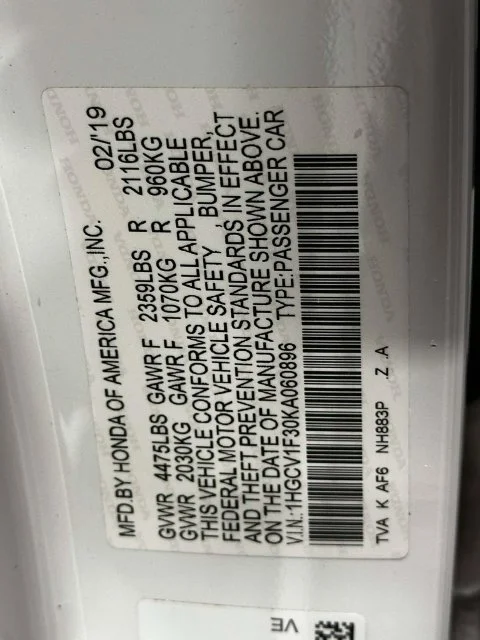 Certified Used 2019 Platinum White Pearl Honda Sport image 31