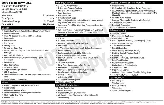 Certified Used 2019 Lunar Rock Toyota XLE image 34
