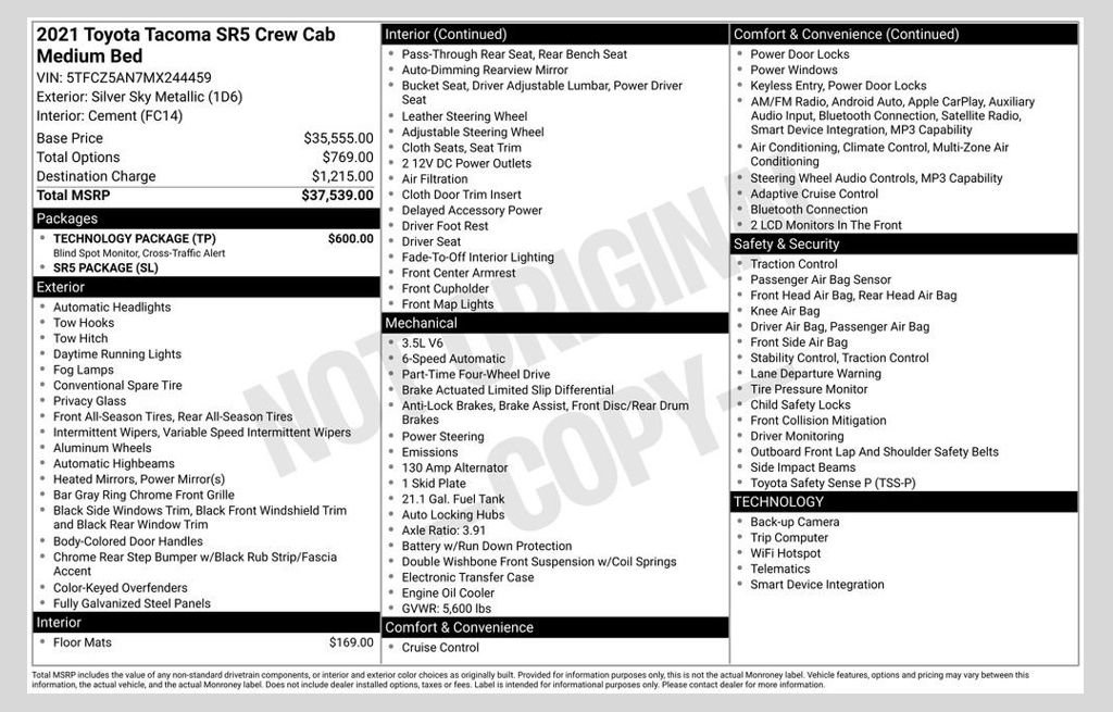2021 Toyota Tacoma SR5 Double Cab 4WD V6 Auto Short Bed's photo