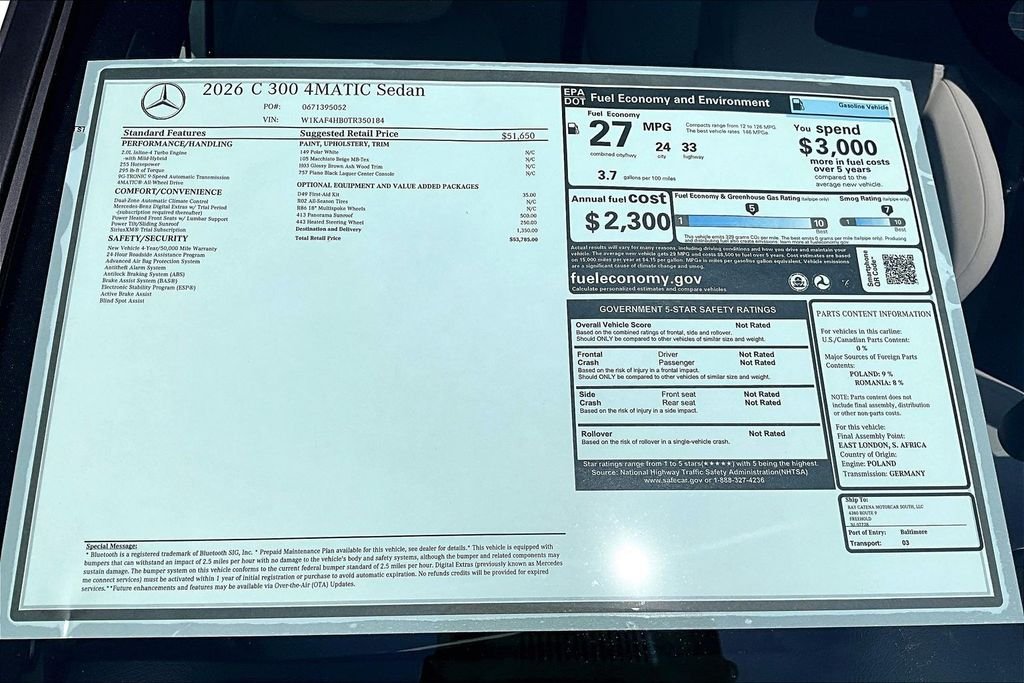 New 2026 Polar White Mercedes-Benz C 300 image 13