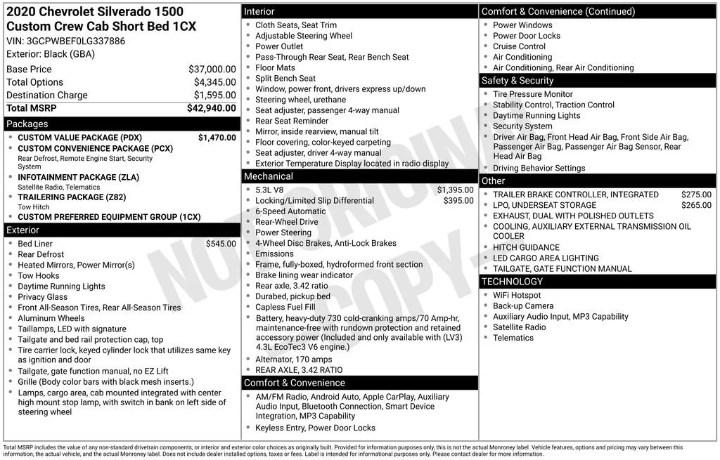 Used 2020 BLACK Chevrolet Custom image 7