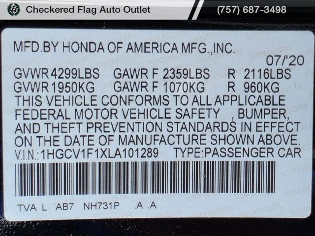 Used 2020 Black Honda LX image 18