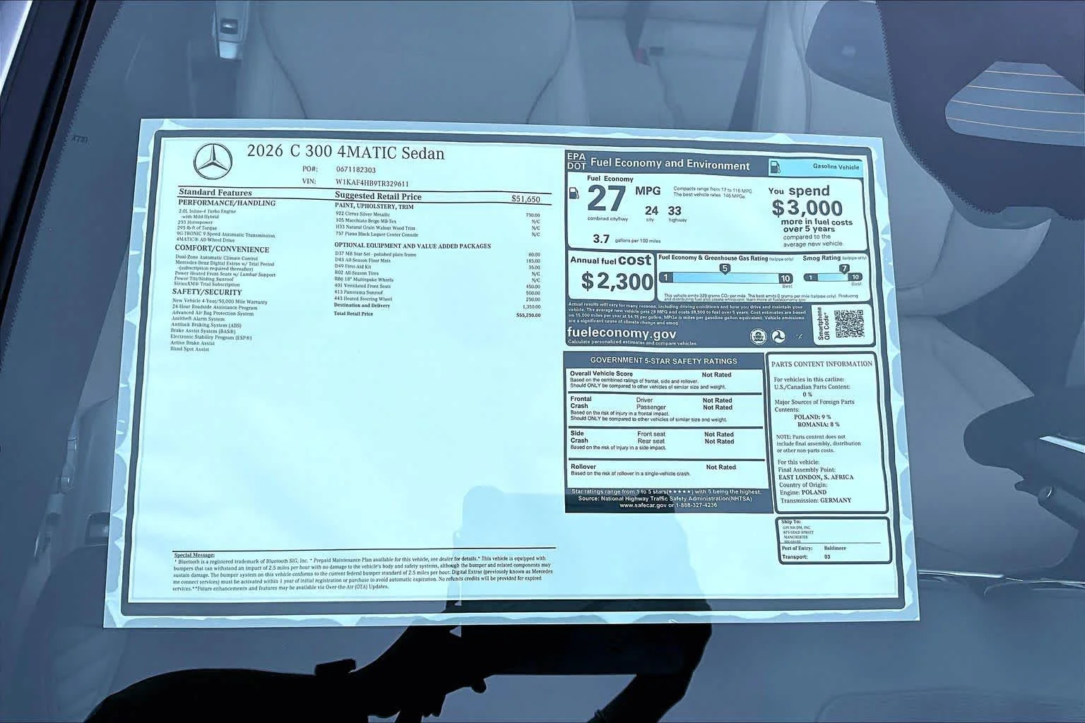 New 2026 Cirrus Silver Metallic Mercedes-Benz C 300 image 19