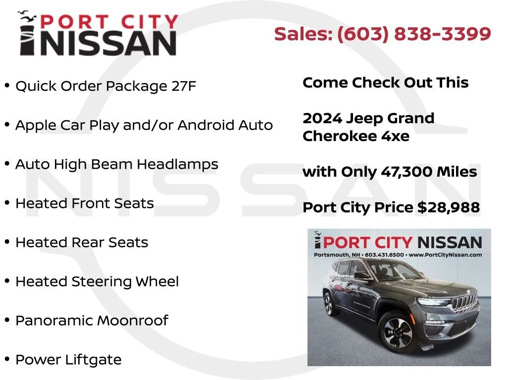 Used 2024 Baltic Gray Metallic Clearcoat Jeep 4xe W/PANORAMIC ROOF & HEATED LEATHER SEATS image 3