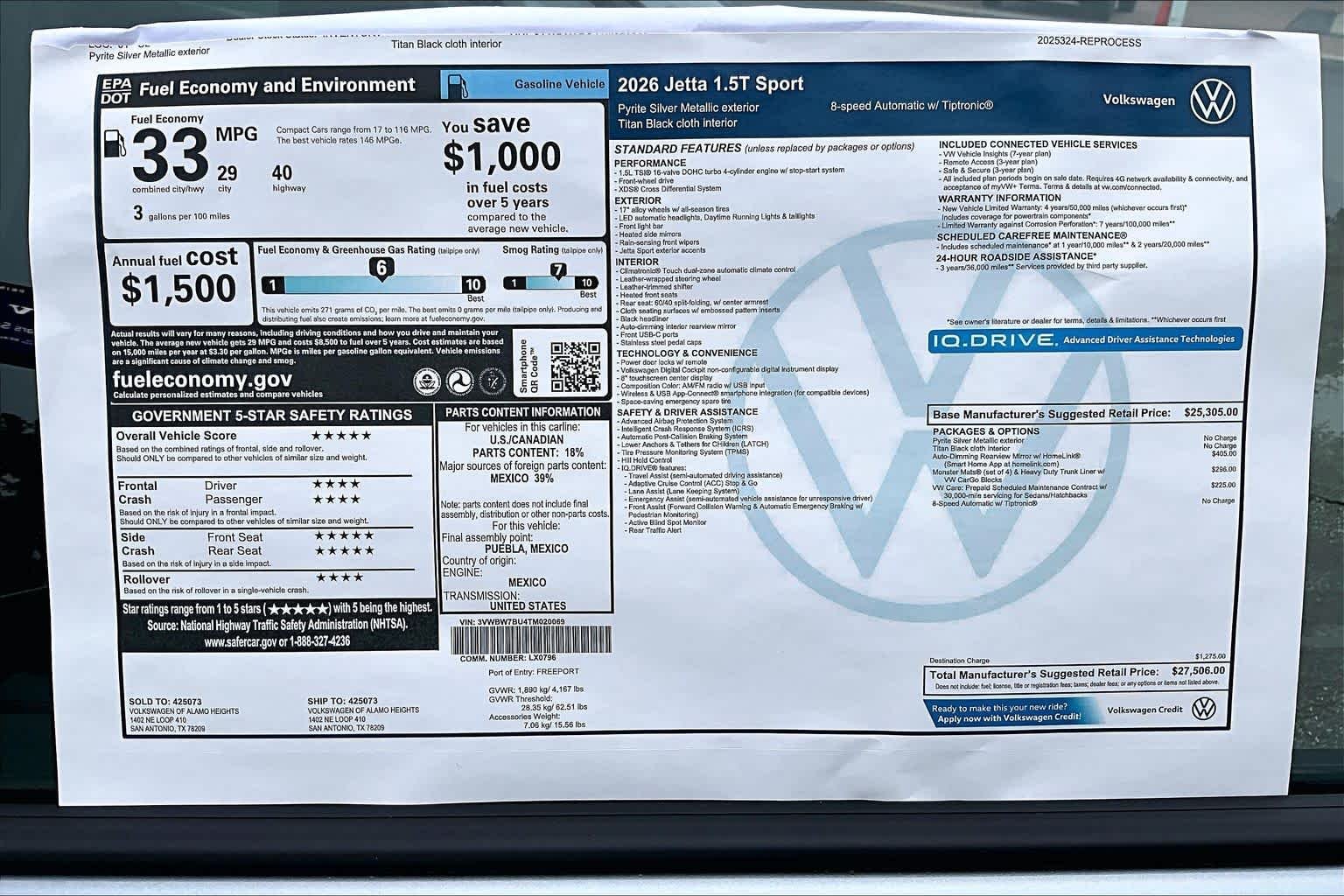 New 2026 Pyrite Silver Metallic Volkswagen 1.5T Sport image 19