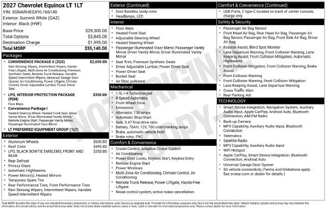 New 2027 Summit White Chevrolet LT image 36