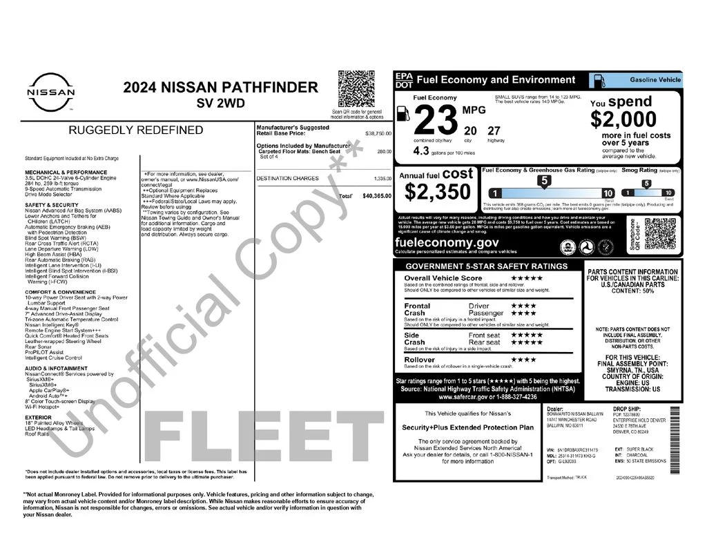 Used 2024 Black Nissan SV image 3